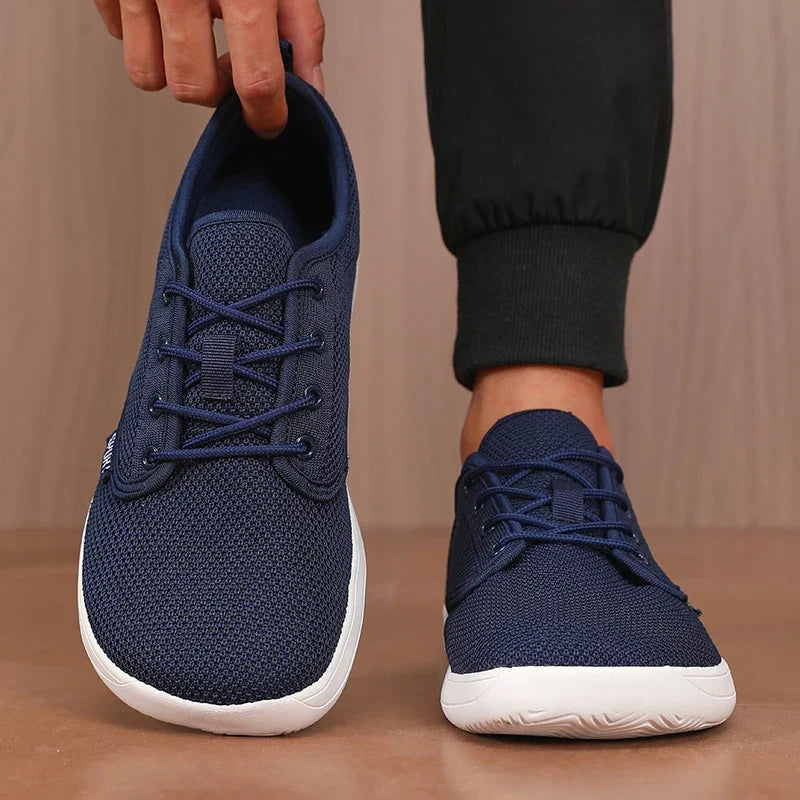 Amplestep Wide Walker in navy, front view of the wide toe box