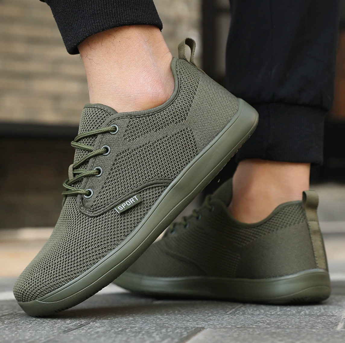 Amplestep Wide Walker in olive green, side view